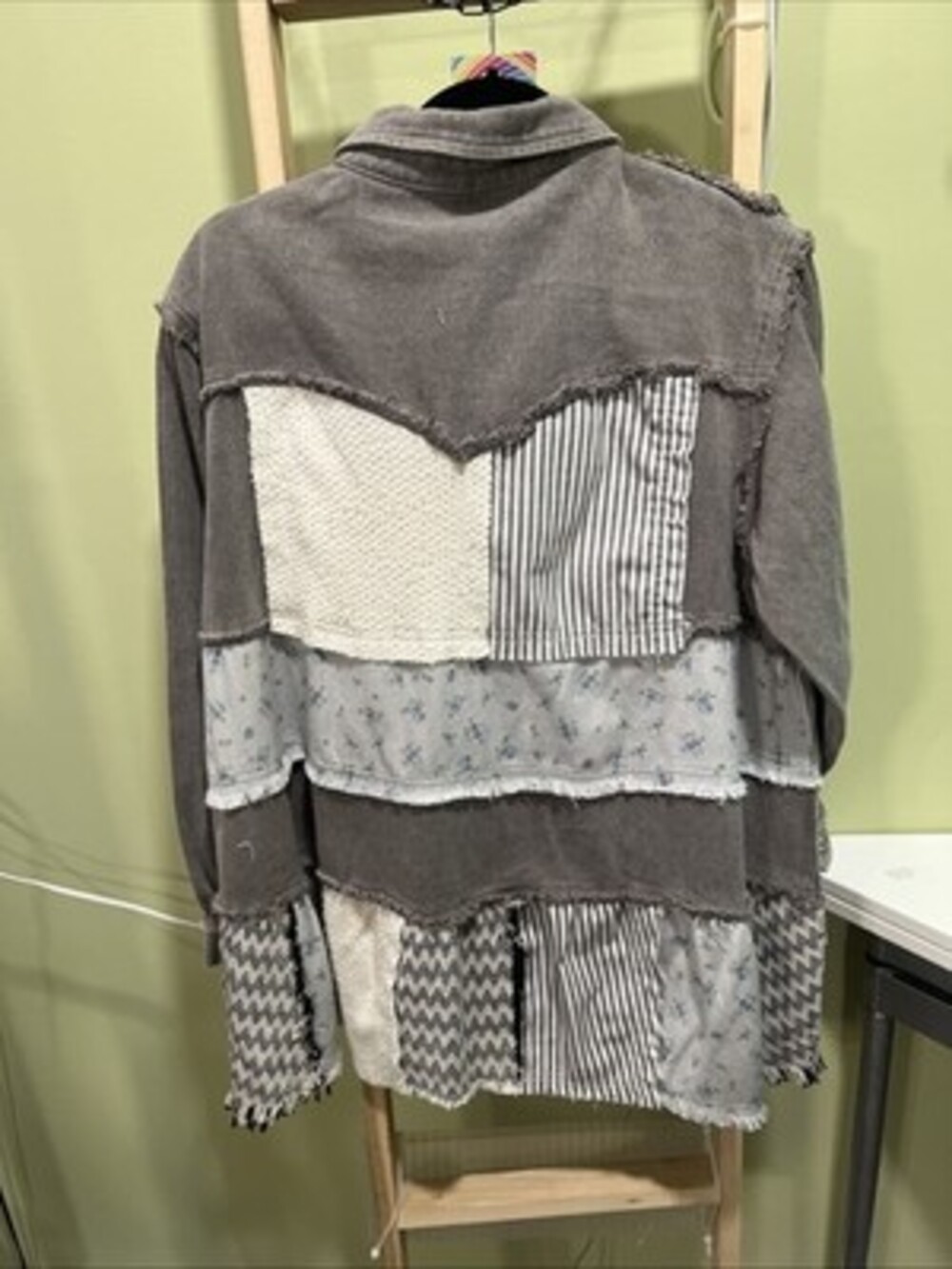 NWT POL Denim Patchwork Boho Button Up Shacket Gr… - image 6